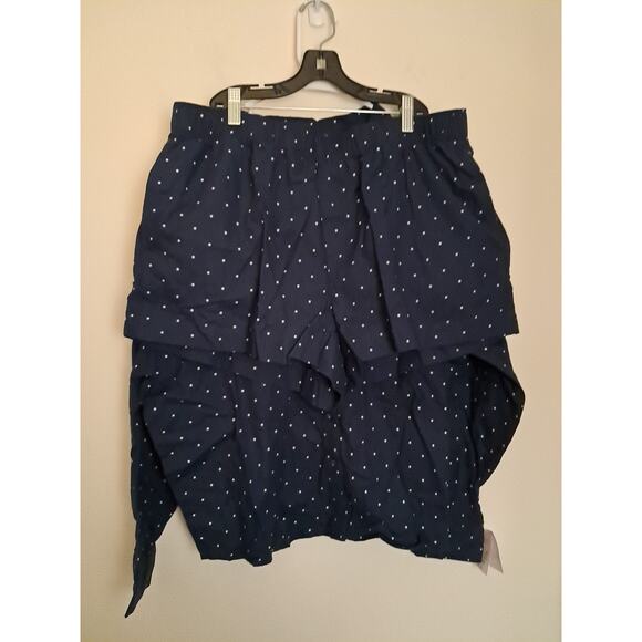 Pajama Set Flannel Long Sleeve Top Shorts 2 pc Auden Polka Dot Navy Large New - Picture 1 of 11